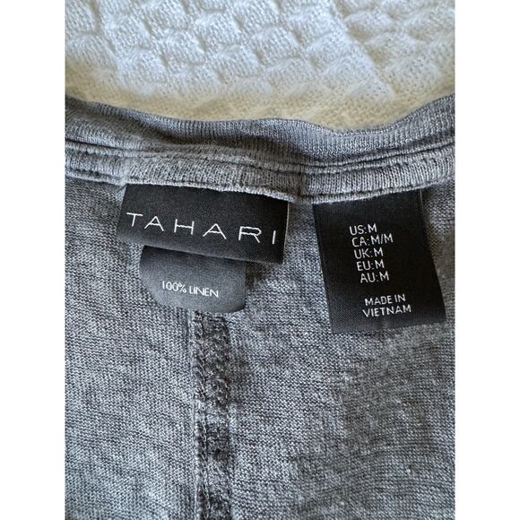 5 for 20 Lands’ End Green Cotton Tee & Tahari Gray Linen V-Neck Top Women’s M - Picture 7 of 9